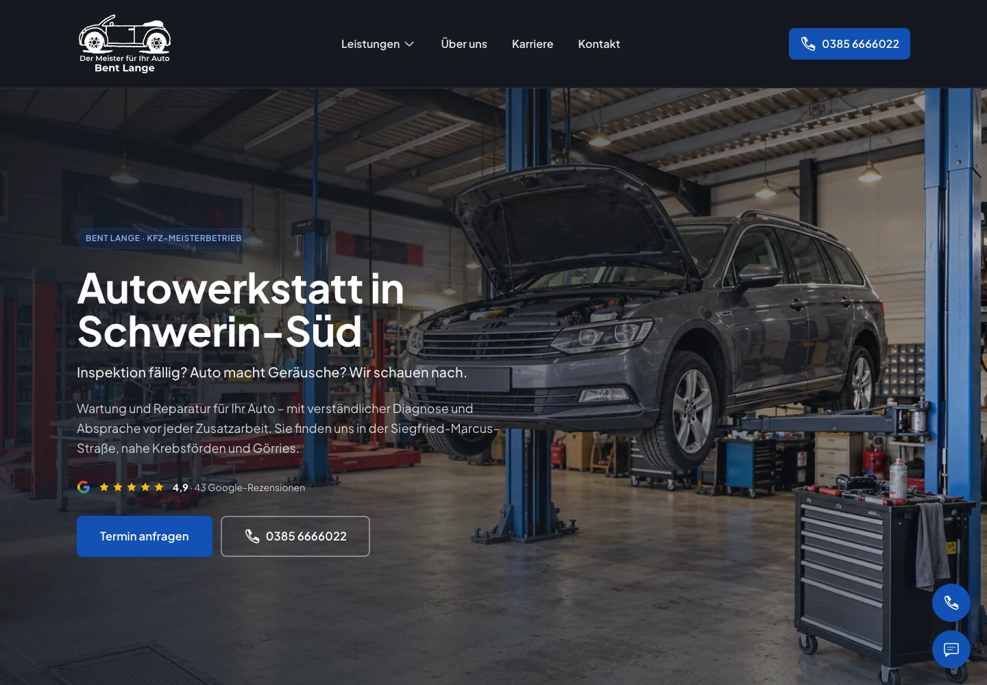 Websiteentwurf für Bent Lange