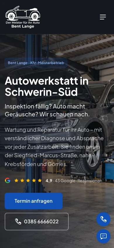 Websiteentwurf für Bent Lange